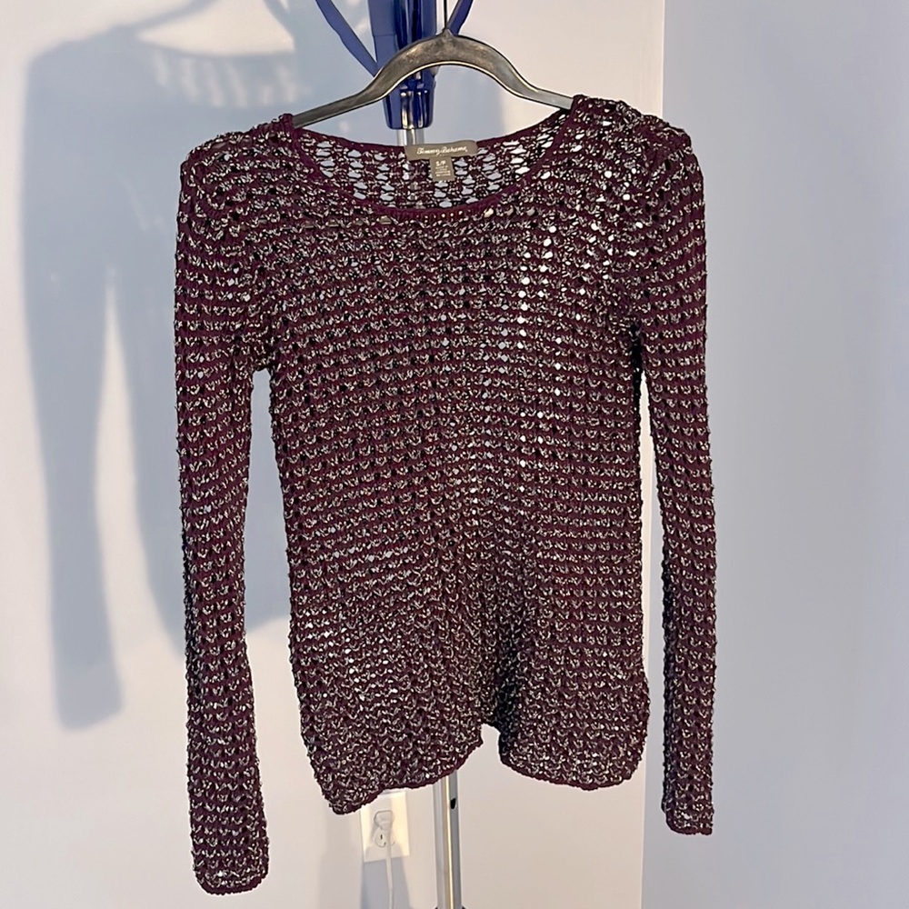 Tommy Bahama Crochet Purple and Silver Sweater Size S